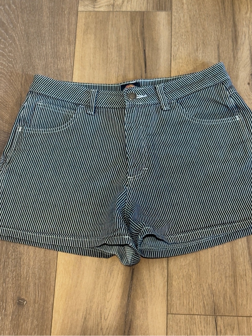 Dickies Navy and White Striped Denim Shorts